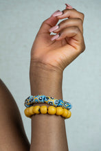 Load image into Gallery viewer, (Wholesale) Hand painted double stack bracelets - Blue &amp; Yellow
