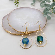 Load image into Gallery viewer, Recycled Glass Teardrop earring - Ocean
