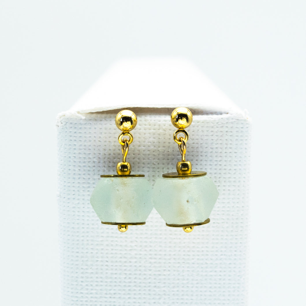 Recycled Glass Diamond Zodiac Birthstone Earrings (April)