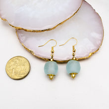 Load image into Gallery viewer, Recycled Glass Swing earring - Ice Blue (Silver or Gold)
