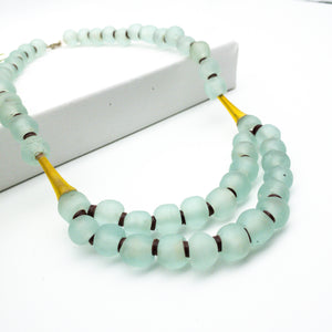 Recycled Glass Medium 'Rise and Shine' necklace - Ice Blue