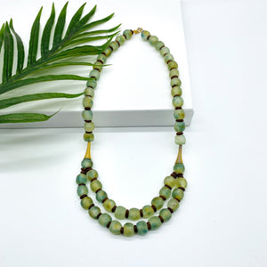 Recycled Glass Medium 'Rise and Shine' necklace - Earth