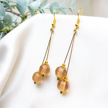 Load image into Gallery viewer, Recycled Glass Double drop earring - Rose Garnet

