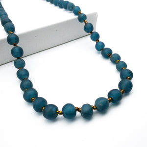 (Wholesale) Long single strand necklace - Teal