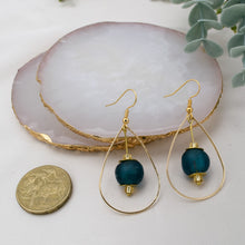 Load image into Gallery viewer, Recycled Glass Teardrop earring - Teal
