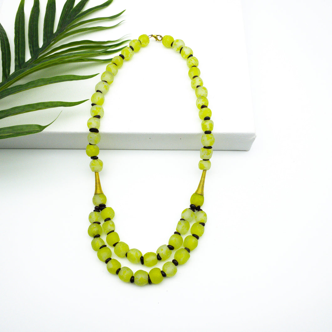 Recycled Glass Medium 'Rise and Shine' necklace - Lime Green