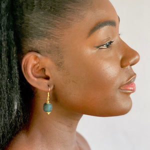 Recycled Glass Swing earring - Teal