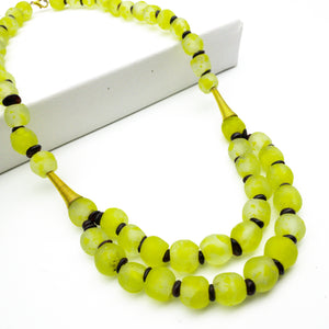 Recycled Glass Medium 'Rise and Shine' necklace - Lime Green