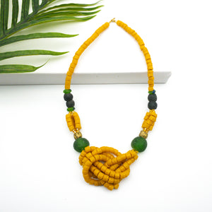 Recycled Glass 'Knot Your Average' necklace - Yellow