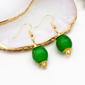 Recycled Glass Swing earring - Fern Green (Silver or Gold)