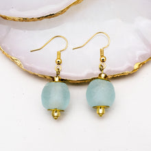 Load image into Gallery viewer, Recycled Glass Swing earring - Ice Blue (Silver or Gold)

