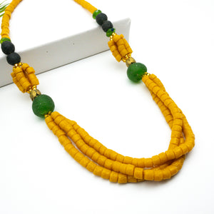 Recycled Glass 'Knot Your Average' necklace - Yellow