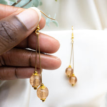 Load image into Gallery viewer, Recycled Glass Double drop earring - Rose Garnet
