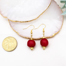 Load image into Gallery viewer, Recycled Glass Swing earring - Red (Silver or Gold)
