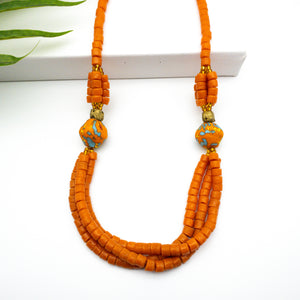 Recycled Glass 'Knot Your Average' necklace - Orange