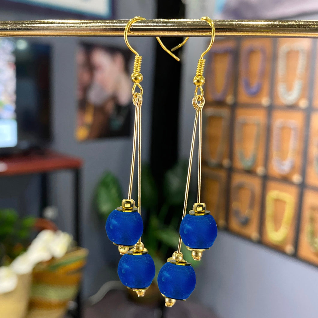(Wholesale) Sapphire Double Drop Zodiac Birthstone Earrings