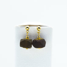 Load image into Gallery viewer, Recycled Glass Brown Garnet Zodiac Birthstone Earrings (January) (Silver or Gold)
