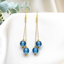 Load image into Gallery viewer, Recycled Glass Double drop earring - Blue Topaz

