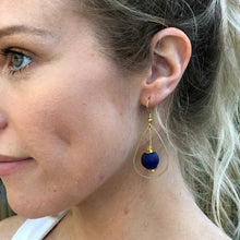 Load image into Gallery viewer, Recycled Glass Teardrop earring - Navy (Silver or Gold)

