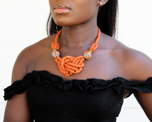 Load image into Gallery viewer, Recycled Glass &#39;Knot Your Average&#39; necklace - Orange
