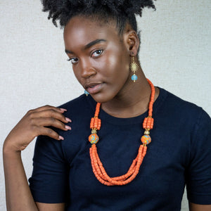 Recycled Glass 'Knot Your Average' necklace - Orange