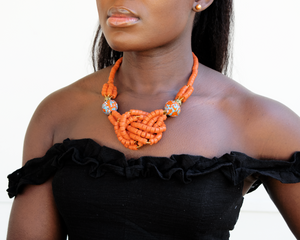 Recycled Glass 'Knot Your Average' necklace - Orange