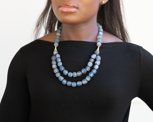 Recycled Glass Medium 'Rise and Shine' necklace - Sky Blue