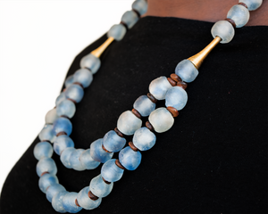 Recycled Glass Medium 'Rise and Shine' necklace - Sky Blue