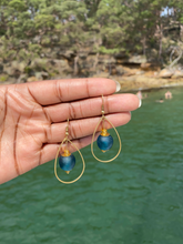 Load image into Gallery viewer, Recycled Glass Teardrop earring - Teal
