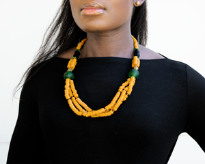 Recycled Glass 'Knot Your Average' necklace - Yellow