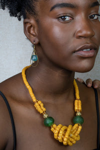 Recycled Glass 'Knot Your Average' necklace - Yellow