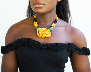 Recycled Glass 'Knot Your Average' necklace - Yellow
